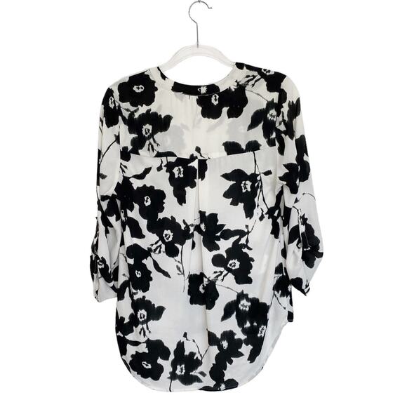 Daniel Rainn Blouse Woman’s Medium Koda Split Neck Floral Tunic Tab Sleeve - Picture 3 of 11